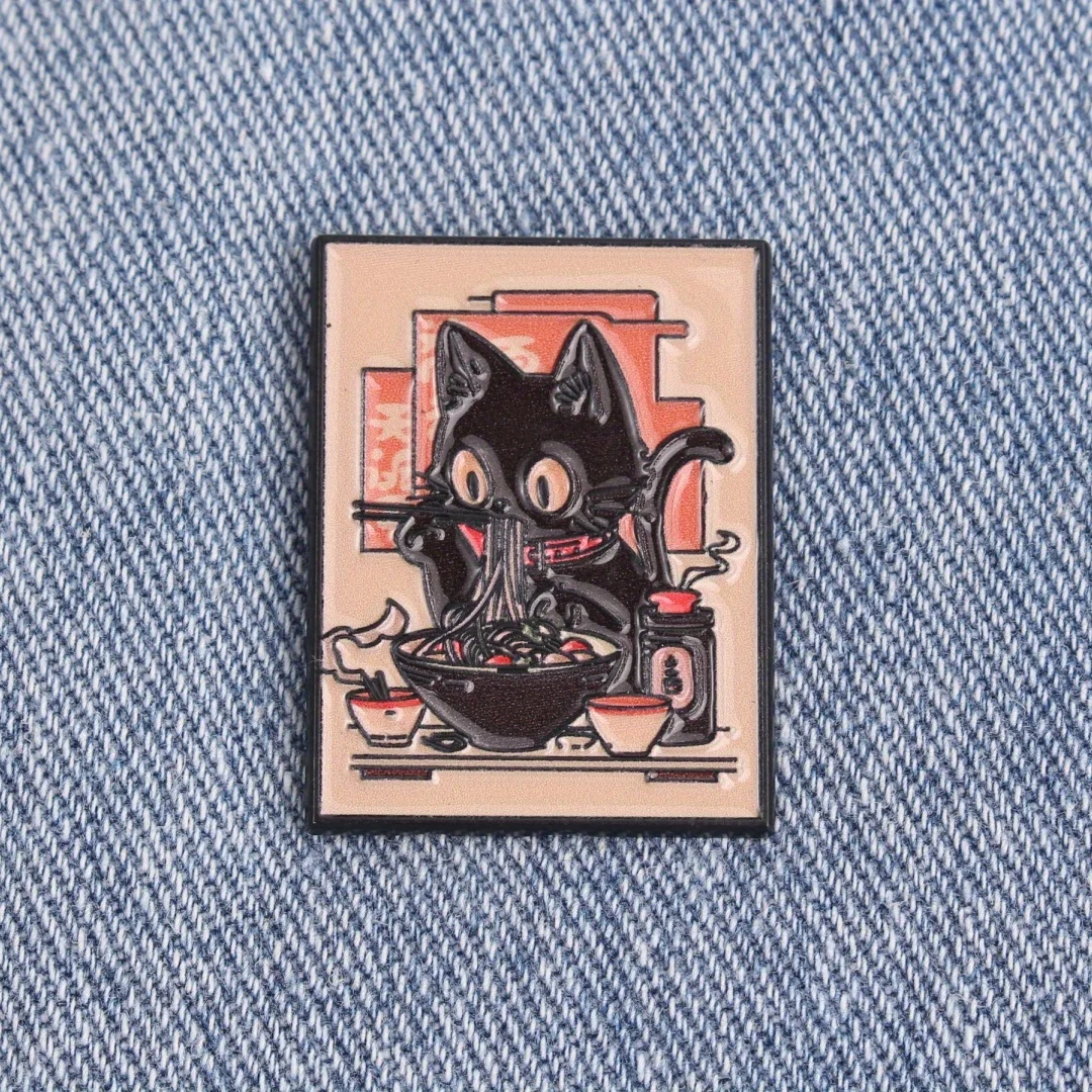 Очаровательная эмалированная булавка с рисунком черного кота, брошь из цинкового сплава для джинсов, повседневный аксессуар