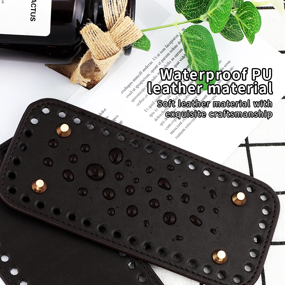 8*18cm Long Bottom for Knitted Bag PU leather Bag Base Durable Handmade Bottom With Holes Diy Crochet Bag Bottom Accessories