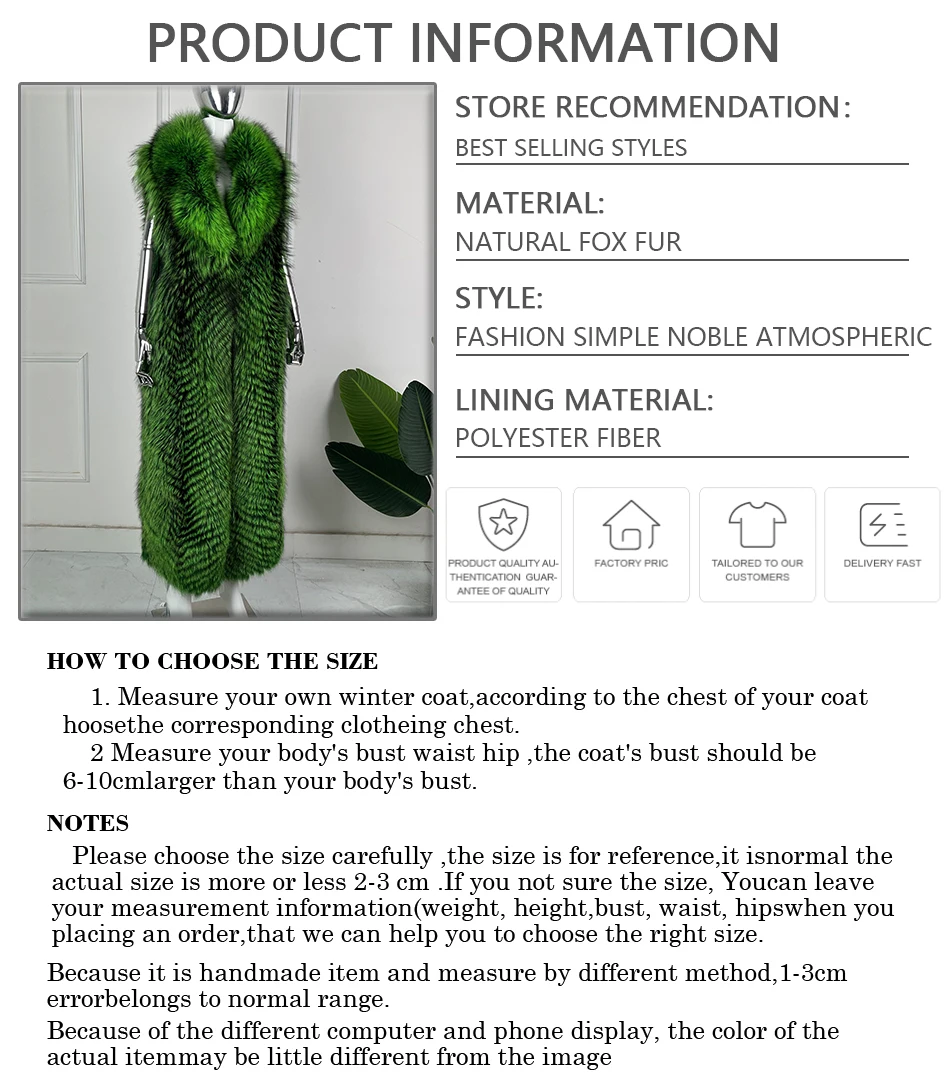 Real Fox Fur Vest With Collar Women's Long Fur Coat Sleeveless Fox Fur Coat Luxury New Arrival Genuine Fur Outwear