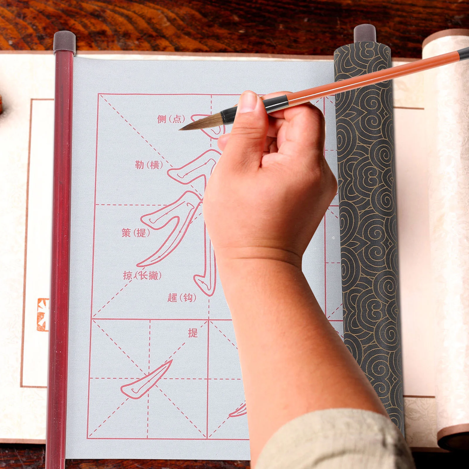 1 مجموعة الصينية المياه الكتابة القماش الخط ممارسة القلم فرشاة دائمة كتاب للمبتدئين الطلاب الفنانين المحمولة