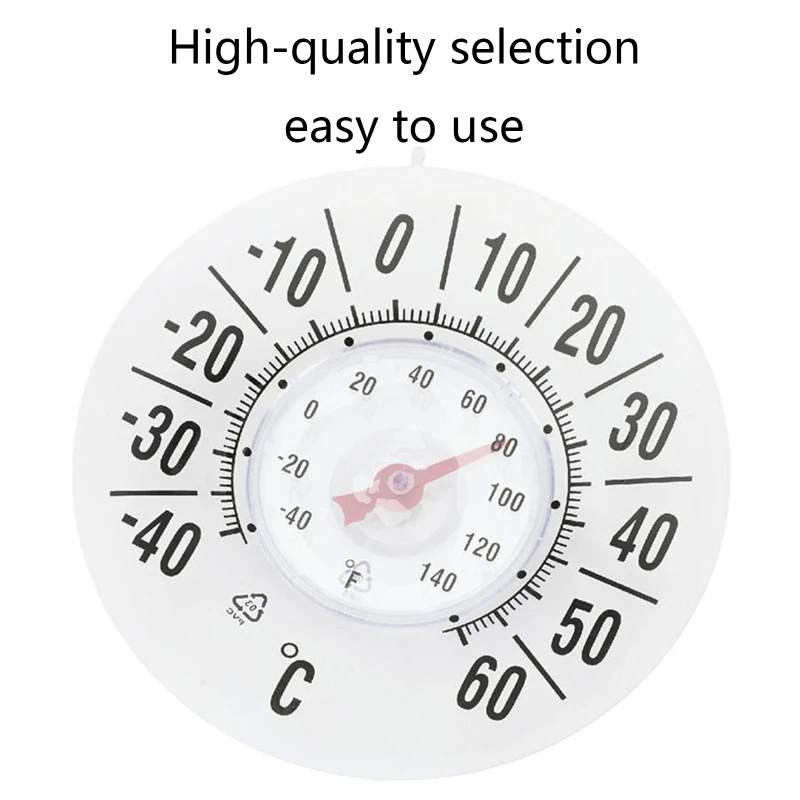 High Accuracy Window Thermometer Temperature Indoor/Outdoor Waterproof Dial Round Temp Monitor Suction Type for Home