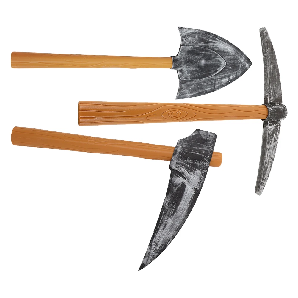 

3pcs Stage Performance Props Sponge Pickaxe Shovel Sickles Lightweight For Drama Dance Concert Halloween Dwarf-Themed Party
