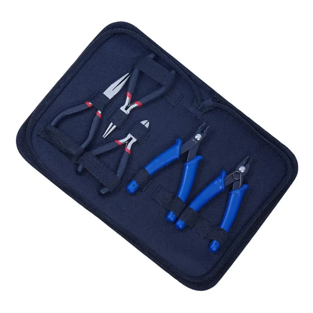 Stainless Steel Nose Pliers Kit with Flat Nose and Side Cutter Jewelry Making Tools for Beading and Repair