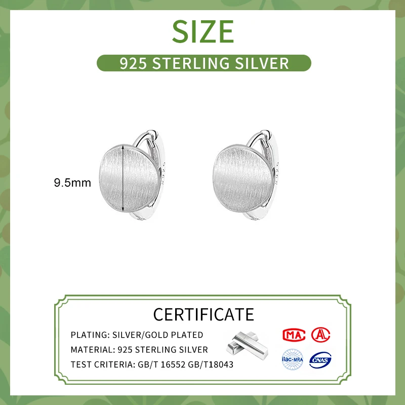 PONYKISS 925 Silver Frosted Brushed Round Hoop Earrings for Women Classic Fine Jewelry Minimalist Geometric Accessories