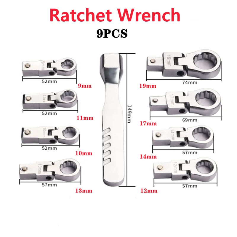 

Portable Ratchet Wrench 72 Gear Shaking Head Interchangeable Combination Set Rotatable 180 °Removable Flexible Torque Spanner