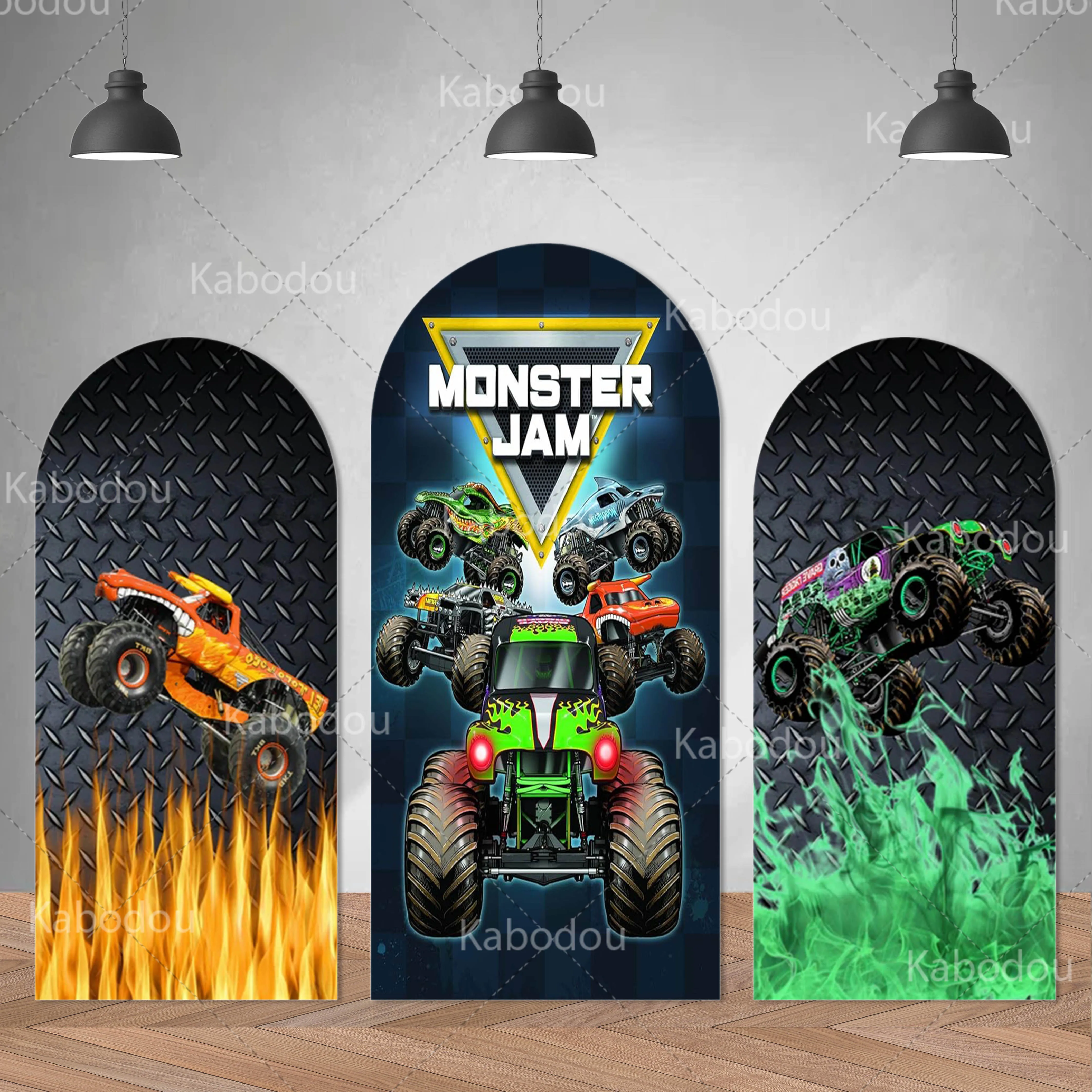 

The Monsters Jam Backdrop Arch Racing Cover Kid Birthday Party Decoration Baby Shower Photo Photography Background Studio Prop