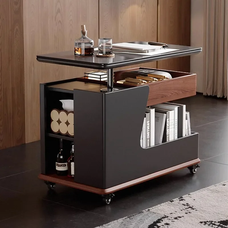 Mesita de noche para sala de estar, mesa auxiliar de sofá de alta gama, ligera, de lujo, con elevación móvil