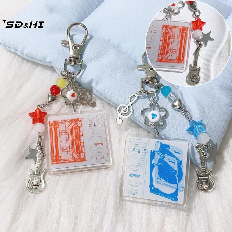 

1pc Fashion Handmade Card Book Beaded Keychain Pendant Versatile Simple Keychain Creative Backpack Decoration Accessories Gifts