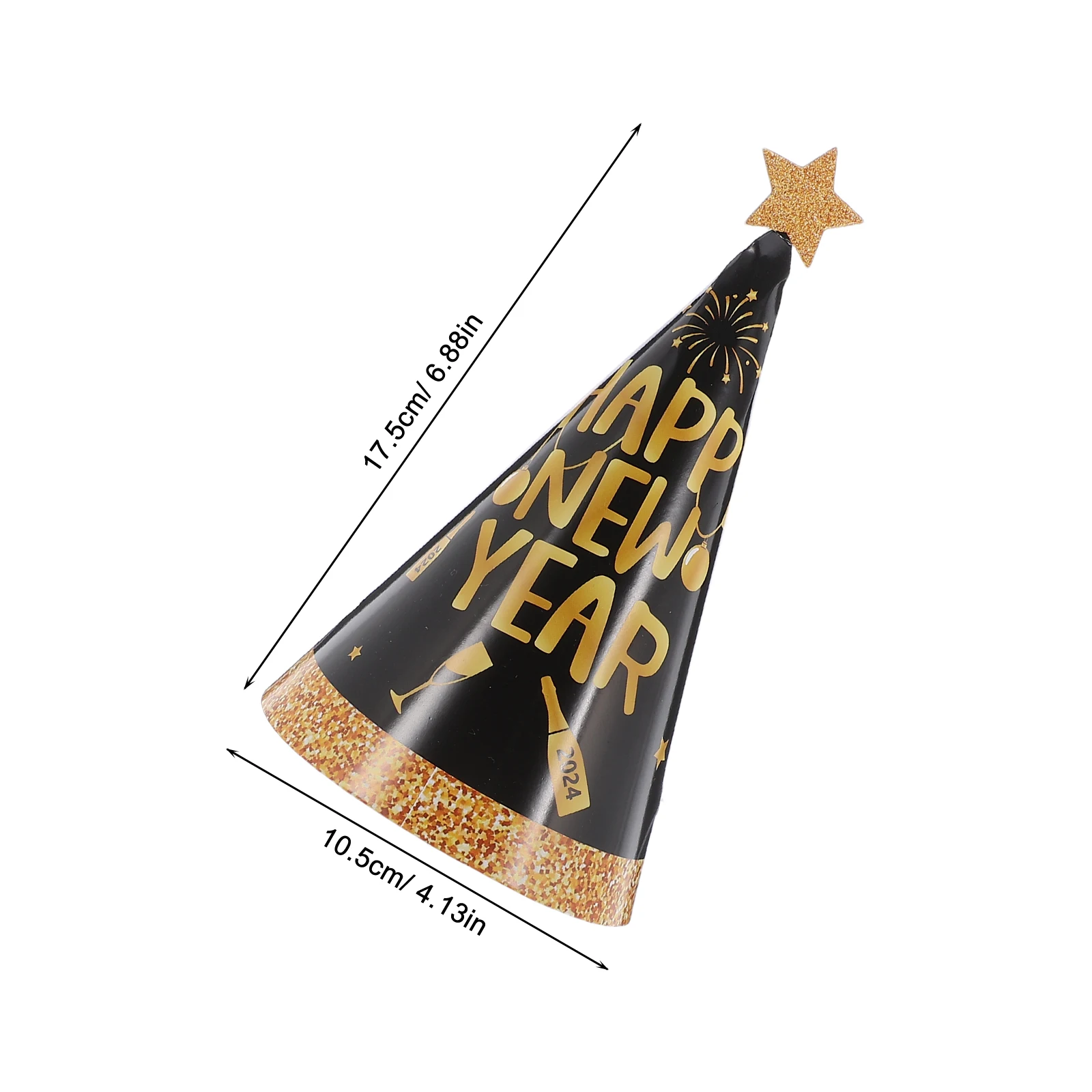 24 Stück Frohes Neues Jahr EVA-Hut 2026 Mondjahr Partyhut Geburtstagshut Papierhut Krone Hüte Top Kegel Foto-Requisiten
