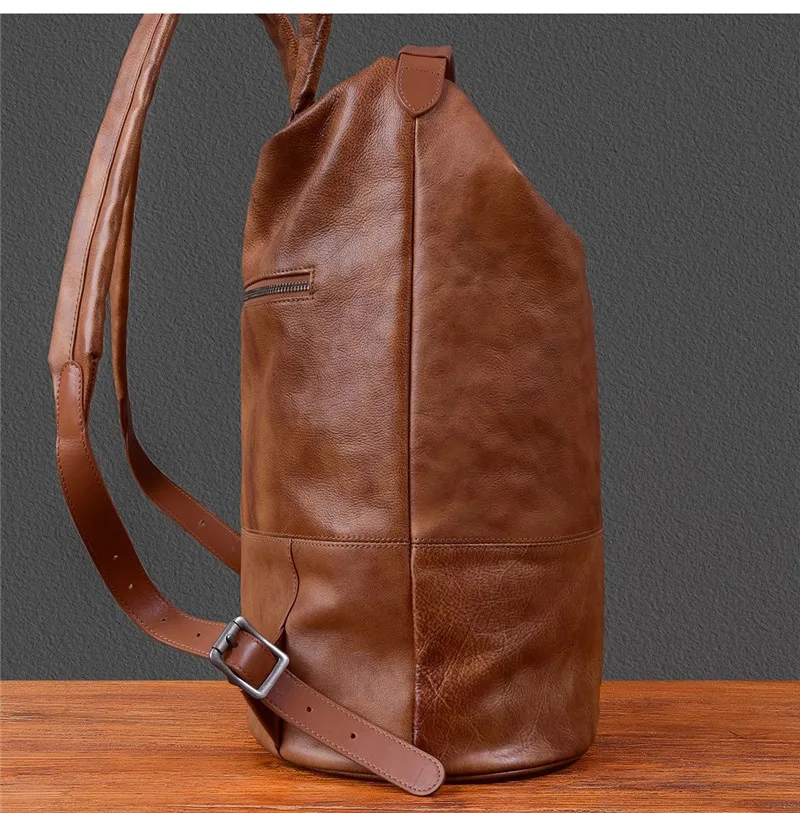 Vintage designer handmade genuine leather men's large-capacity backpacks outdoor travel luxury soft first layer cowhide bagpack