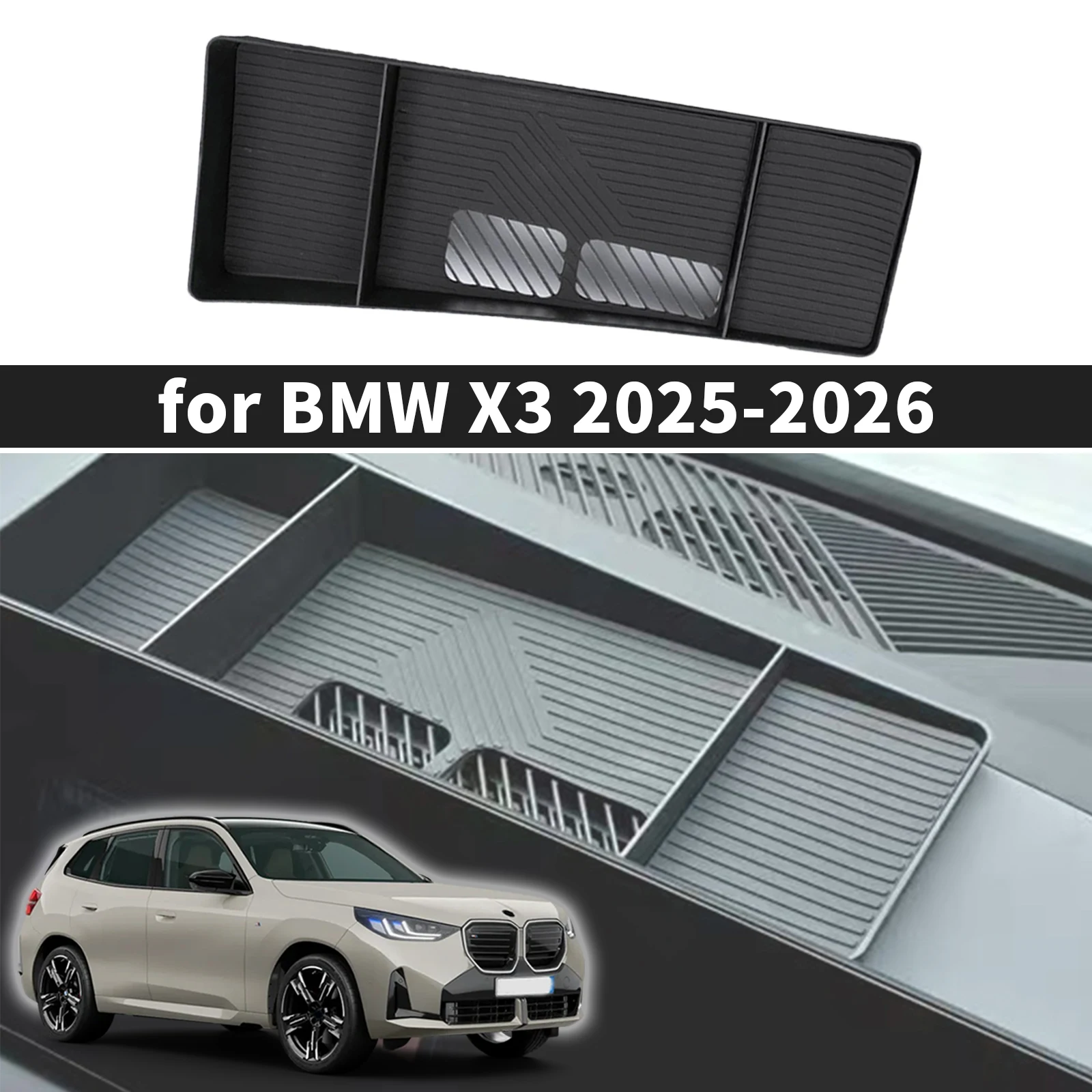 

Car armrest box storage box for 2025 2026 BMW X3 G45 Flannel ABS Storage box behind the screen Accessories