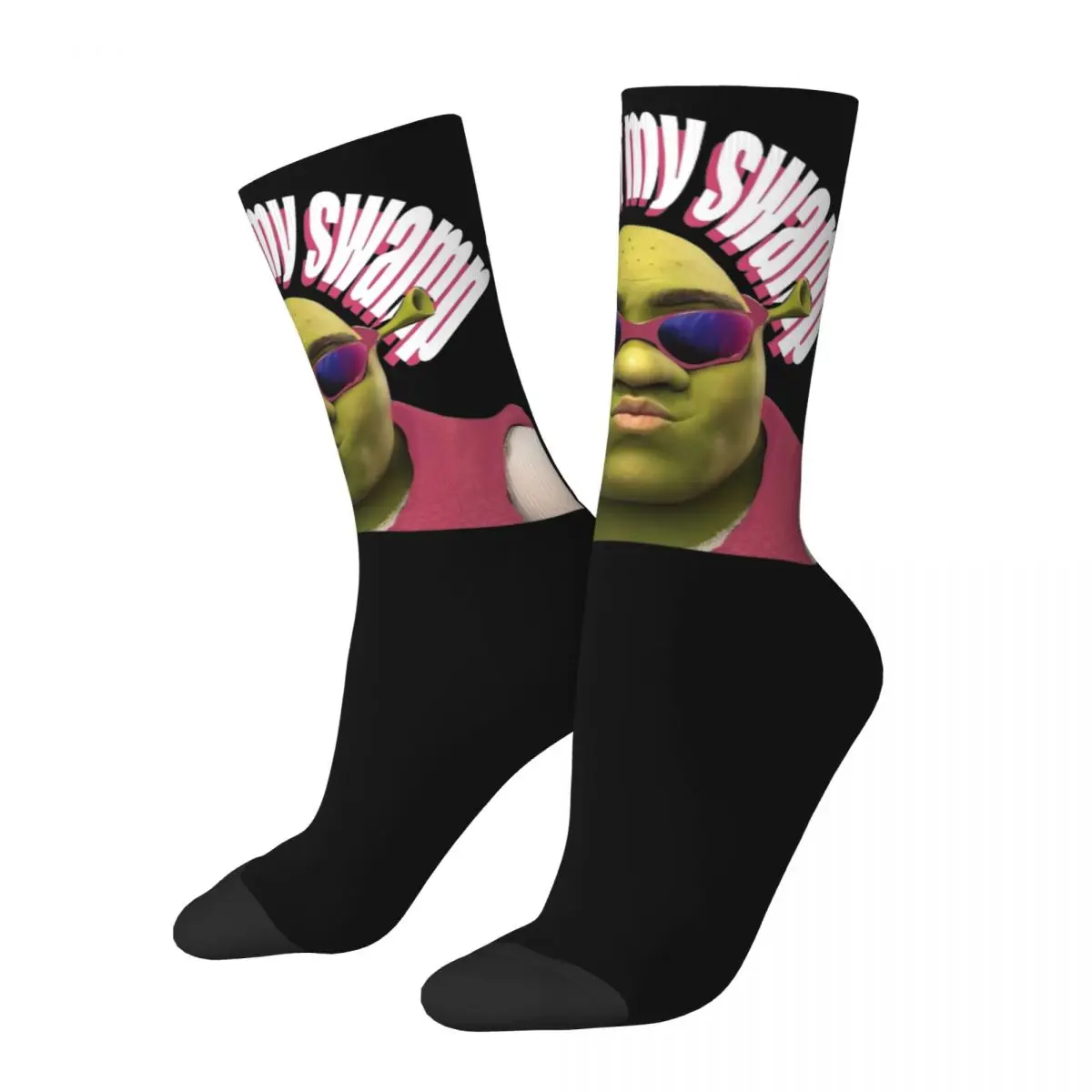 

Harajuku Men Socks Pink Shreks Get Out Of My Swamp Funny Meme Accessories Super Soft Sport Sock All Seasons