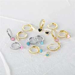 BOAKO-Brincos De Argola De Esmalte Para Mamãe, Brincos Piercing, 925 Cores, Trend Aros Gift, CZ, 2021