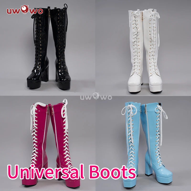 UWOWO Cosplay Shoes Universal Shoes Boots Black Blue White Rose High Tube Boots