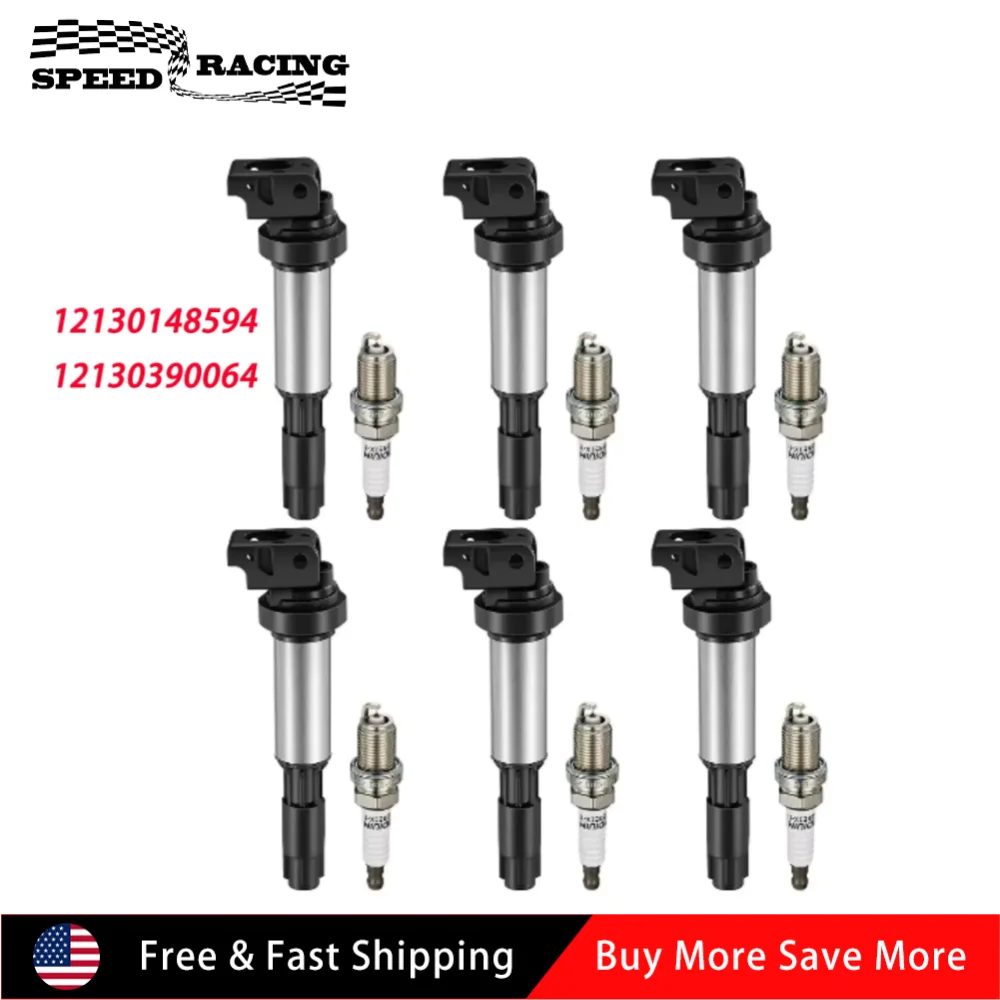 

GN10328 5C1401 IC595 12130390064 12131712219 High Quality 6pcs Ignition Coil & Spark Plug For BMW X3 X5 X6 325i 328i 330i 530i