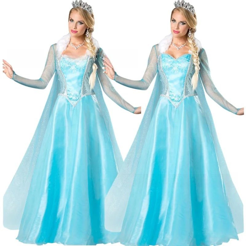 فستان أميرة للبالغين لحفلات الهالوين، زي تنكري لشخصية إلسا من فيلم فروزن، إنتاج صيني لموسم ربيع 2024 #2