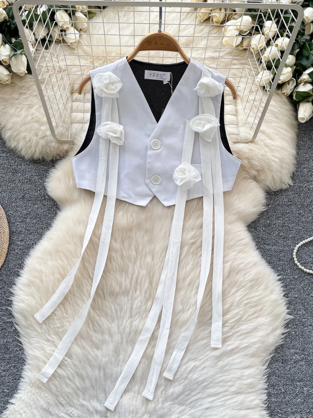 우아한 숏 수트 베스트 여성용 봄 태슬 디자인 분위기 있는 숄더 코트 출퇴근 스타일 단색 기타 소재 00%