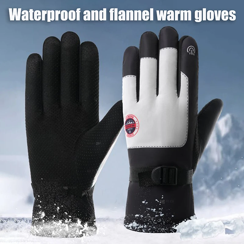 Gants de ski en velours épais pour couples, mitaines de motoneige, imperméables, extérieur, chaleur, degré froid, hiver