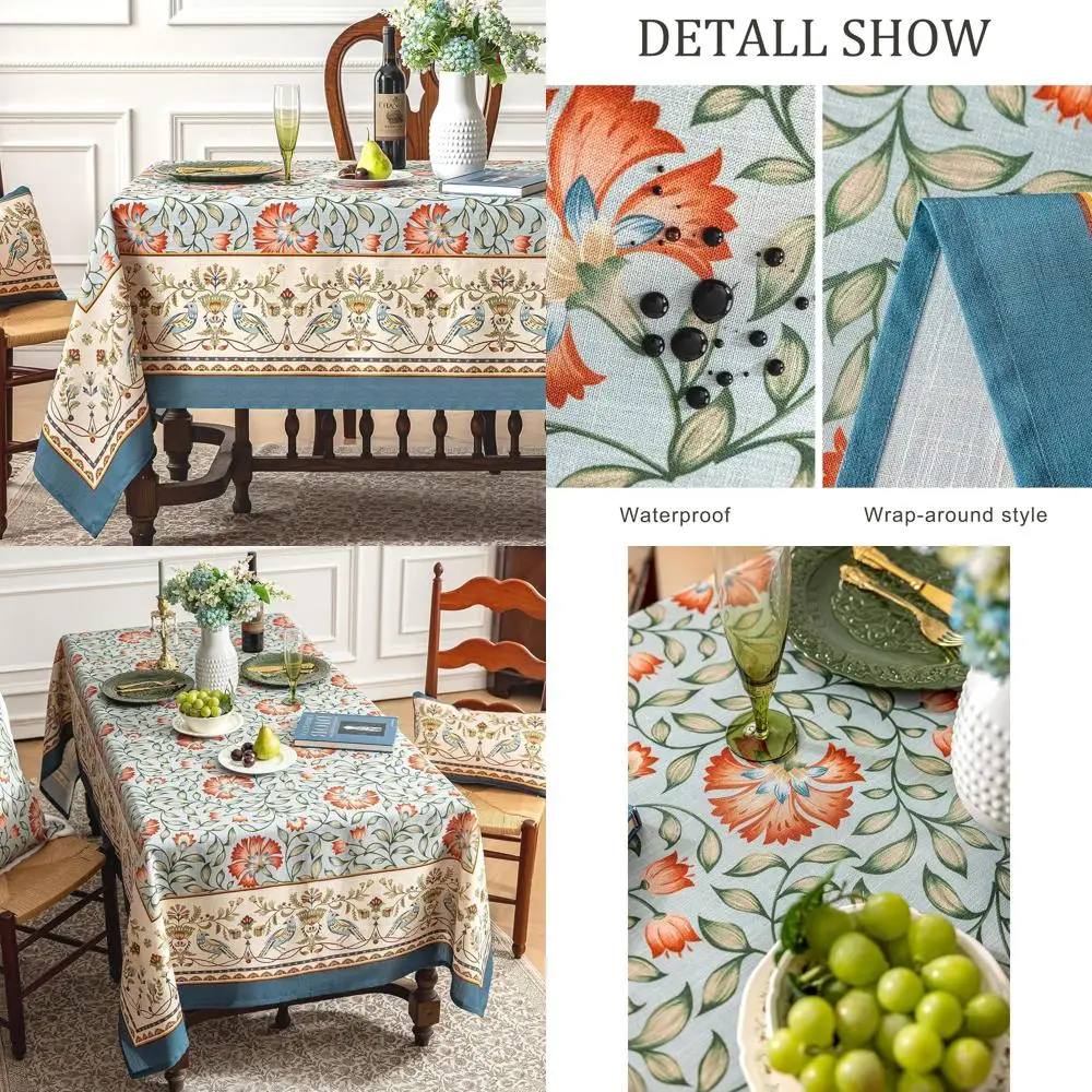 

Винтажная скатерть с цветочным узором ирисов, красочная скатерть для обеденного стола, идеально подходит для Дня благодарения, 60x102.