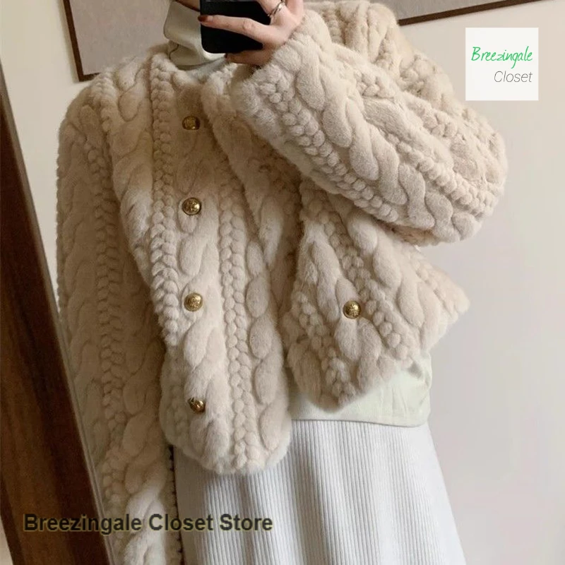 

Korean-style thick mink-like velvet temperament small fragrance wind skin Mao Mao coat women's autumn and winter loose slim top