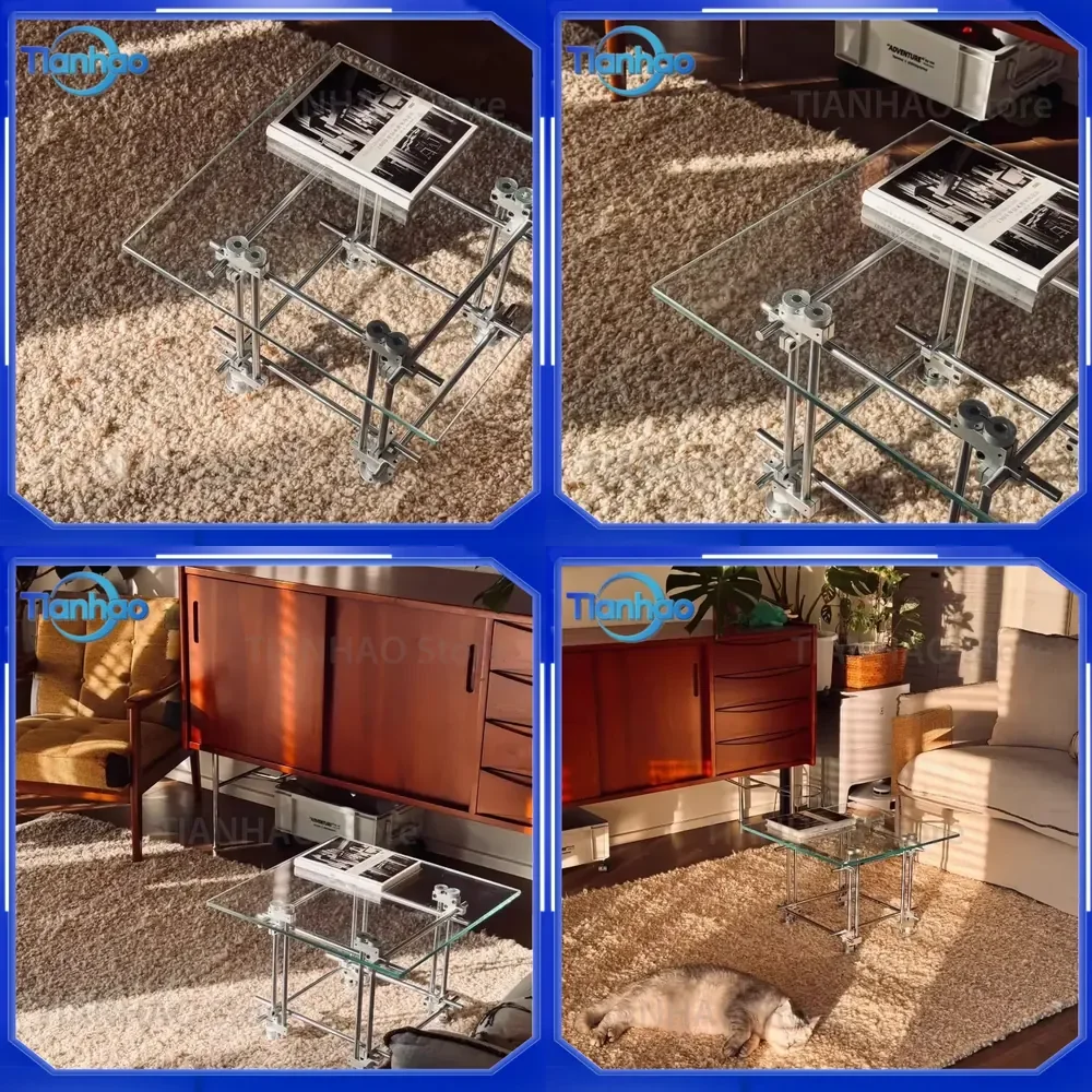 Modern Minimalist Acrylic Coffee Table and Side Table Set for Living Room Transparent Heat Resistant Waterproof Nightstand