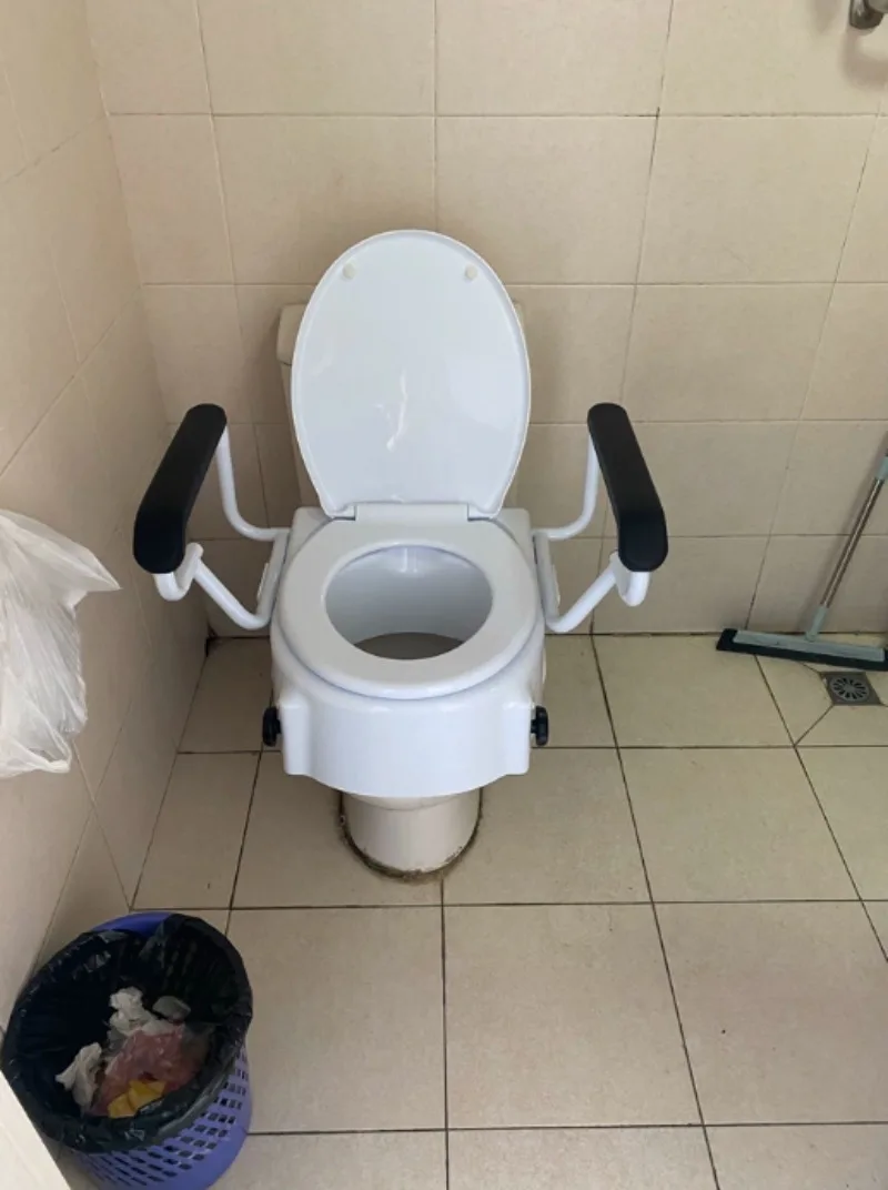 Toilet Heightener Elderly & Pregnant, Adjustable Raised Seat Armrests, 6/10/14cm, No-Drill Easy Install