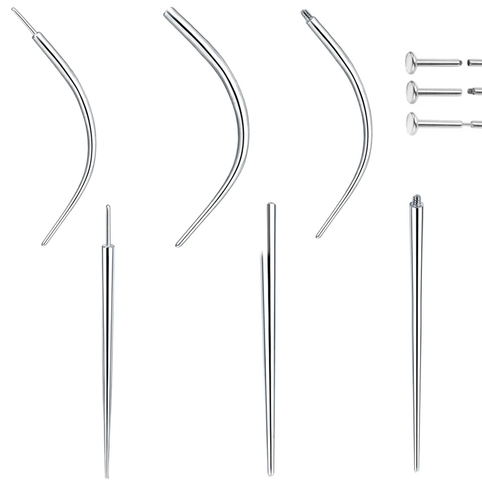 Boucles d'oreilles coniques à Insertion en acier inoxydable, 10 pièces/lot, faciles pour le fil, Piercing sans fil, vêtements de bijoux, outil facile 14/16/18/20G