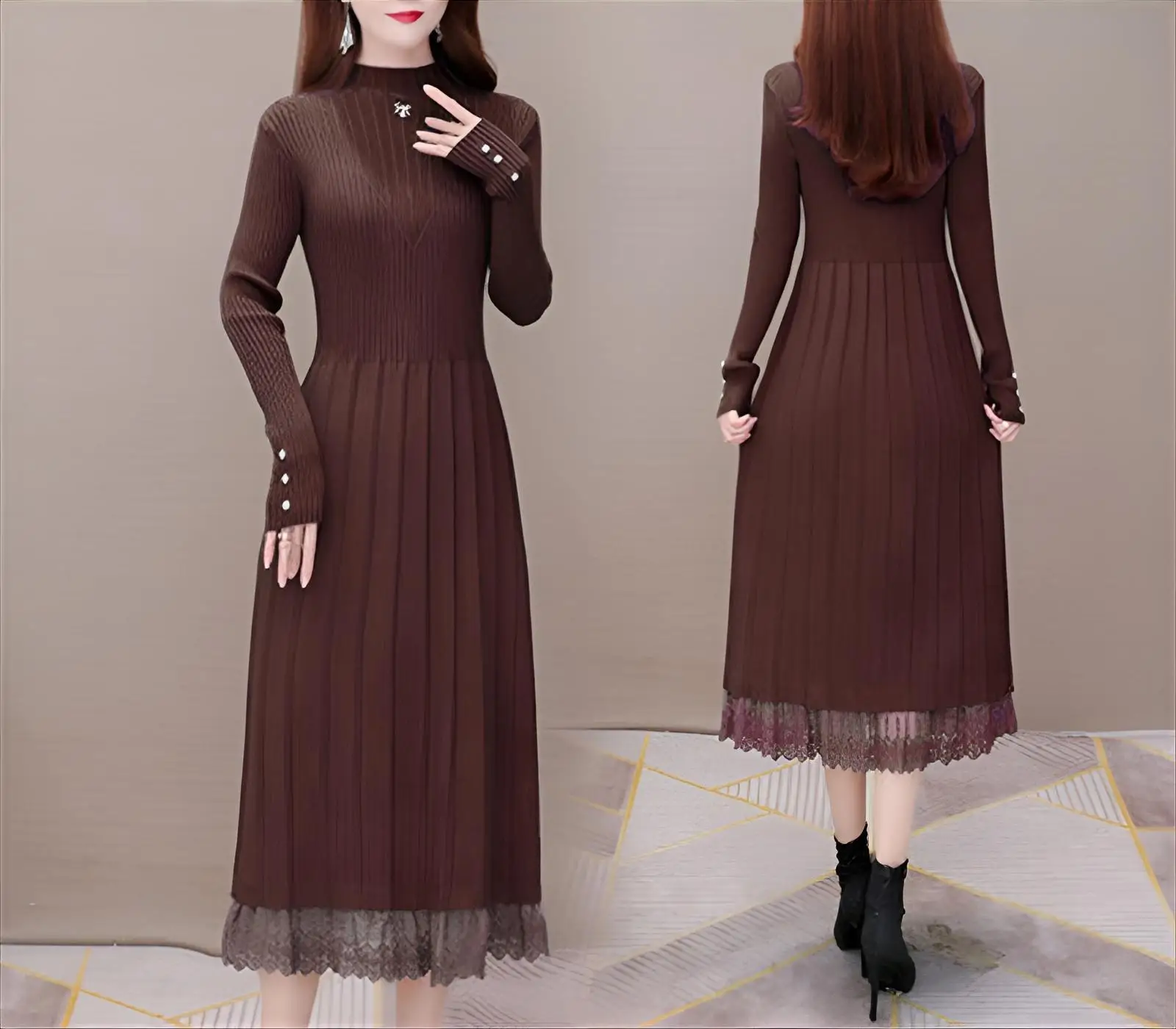 

Knee Length Pullovers For Woman Sweaters Jumpers Women Vintage Brushed Oversized Travel Adult Sporty Knitwear Slimming Pocket OL