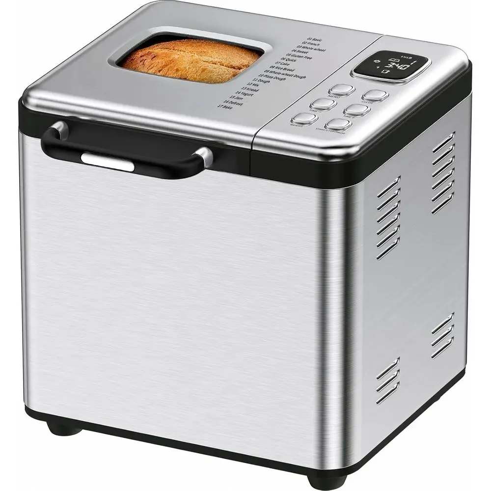 

Bread Maker, 2LB StainlSteel Bread hine, 17-in-1 Automatic Settings, Non-Stick Pan, Beginner-riendly Controls, Easy to Clean, Lo