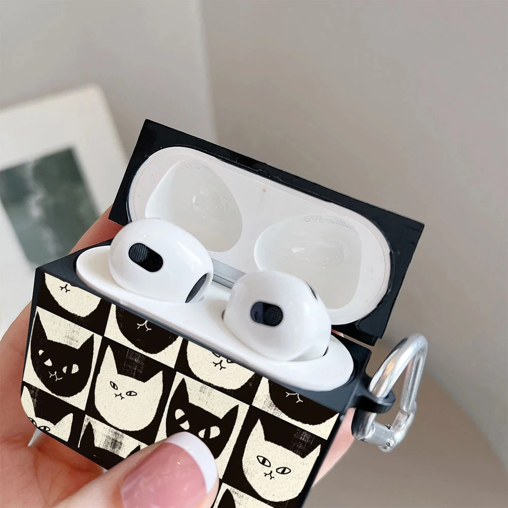 Funny Cute Cat Meme Airpod Case for Airpods 1 2 3 Pro Pro2 2022 Soft Earphone Covers Cartoon Vintage Funda