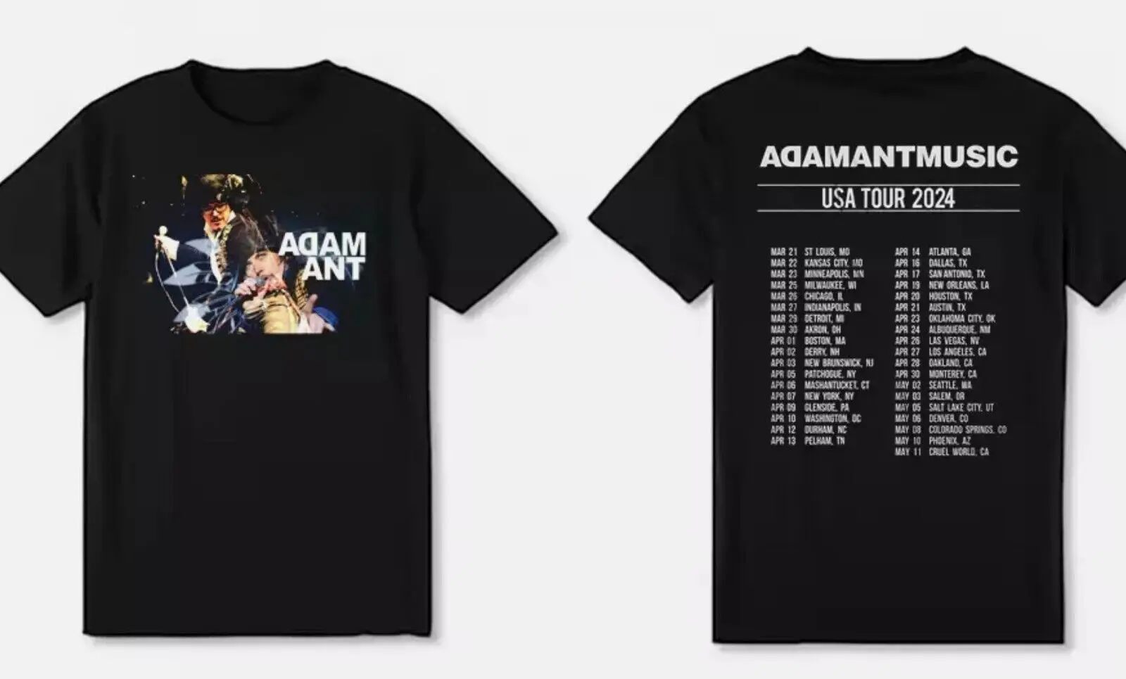 

Adam Ant 2024 ANTMUSIC Tour черная футболка двухсторонняя универсальная унисекс