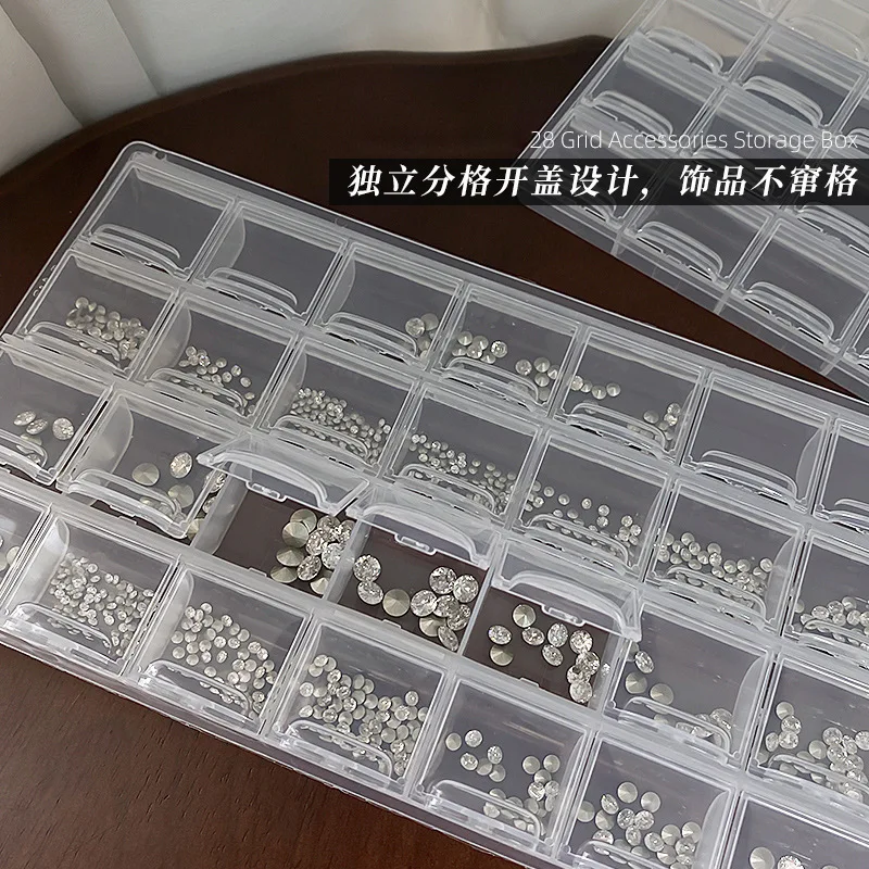 High Transparent Nail Rhinestone Organizer Clear View Sturdy Lid & Dustproof Storage Box For Nail Rhinestone Storage