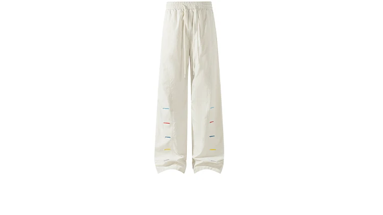 Bunte Herrenhose mit Ziernähten, weitem Bein, elastischem Bund, Kordelzug, lockerer, gerader Schnitt, lässige Streetwear-Sport-Hose – Detail 9