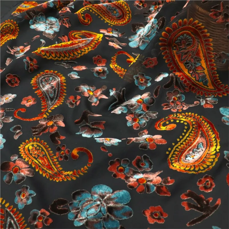 

Woven velvet brocade viscose printed mottled and burned dress nightgown cheongsam fabric