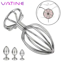 Buttplug Massager Hollow Anal Plug Can Strapon 3 Size Anal Dilator For Gay Stainless Steel Ass Plug Sex Shop Sex Toys