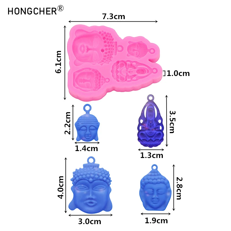 Mini Buddha Maitreya Guanyin pendant silicone molds for men and women models pendant resin jewelry accessories drip molds