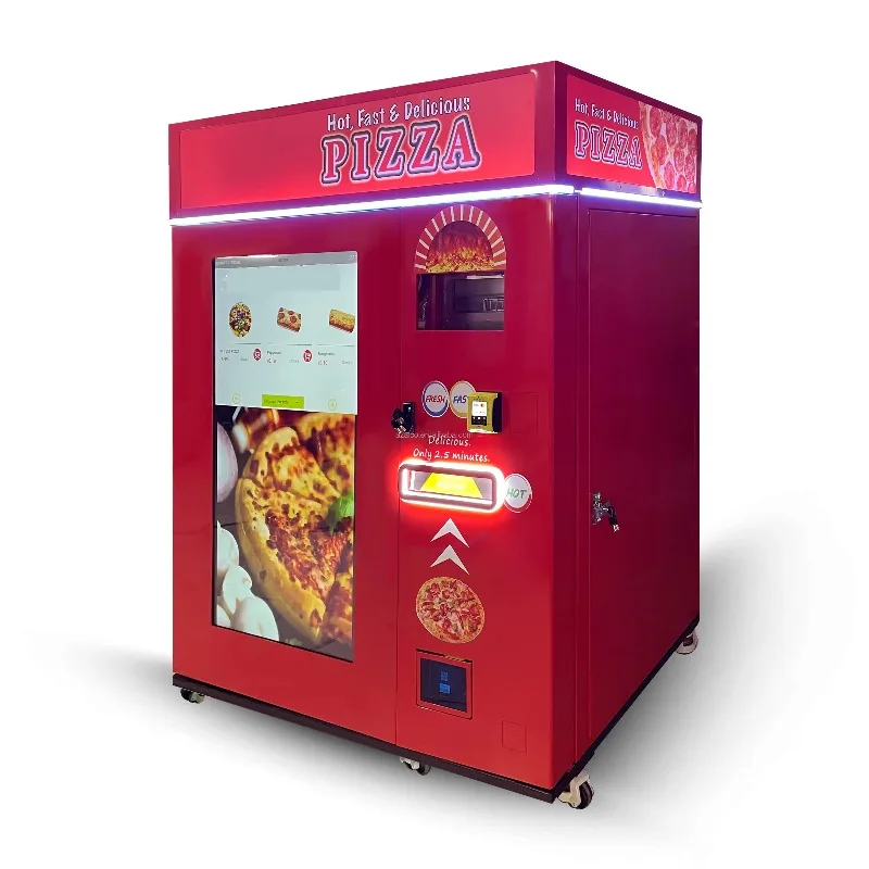 Customized Touch Screen Hot Pizza Vending Machine With Bank Card Reader Outdoor Self-service Robot Fast Fully Automatic Glass O