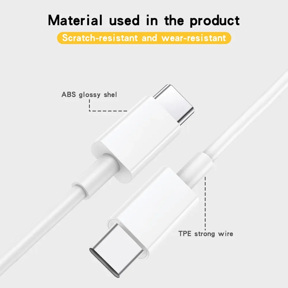 PD Cable High Quality 3.3ft for Iphone Charger USB C To Usb C Cable 60W Charging Cable 11 White Pure Copper Fast Charging Speed