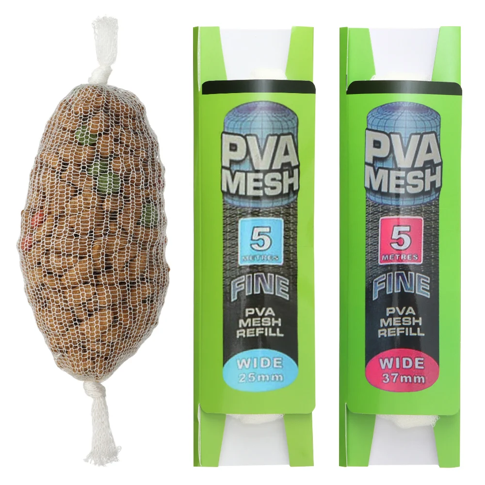 Señuelo de PVA Soluble de 5M/20M, malla Soluble en agua, saco de repuesto, alimentador de pesca de carpa, aparejo de repuesto, gancho, bolsas para envolver cebo, aparejos de pesca