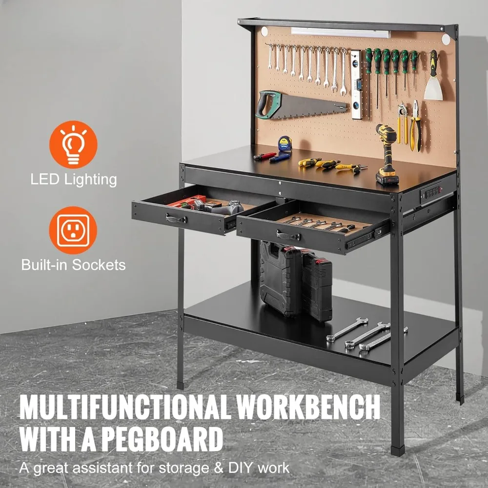 A3 Steel Work Bench for Garage max. 1500W Heavy Duty Workbench 220lbs Weight Capacity 0.47