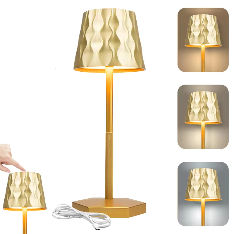 

LED Touch-Control Wave Desk Lamp Three-Color Adjustable Desktop Night Light Dining Bar Ambient Lighting Decorative Illumination