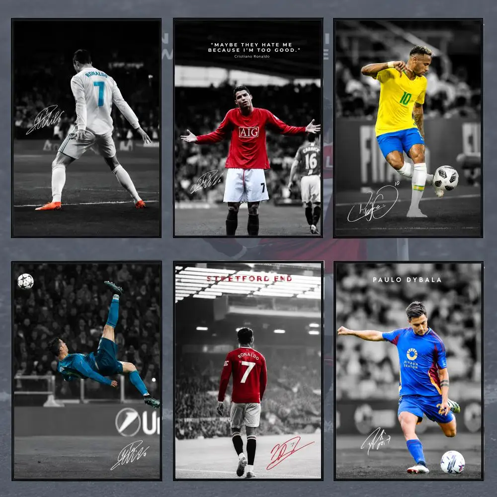 Fußballspieler CR7 Ronaldo Poster PP Selbstklebendes Dekoratives Poster Wasserdicht für Apartment Schlafzimmer