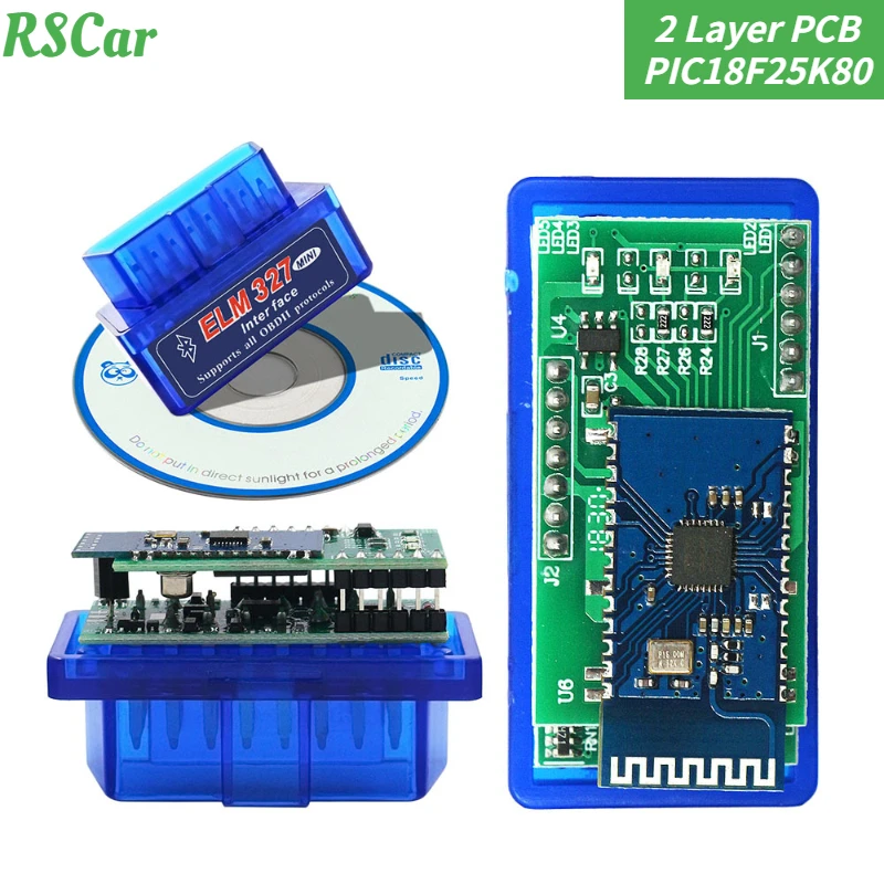 

New Double PCB ELM327 V 1.5 for Android PIC18F25K80 ELM 327 V1.5 OBD2 Vehicle Diagnostic Scanner Tool Supports All OBD2 Protocol