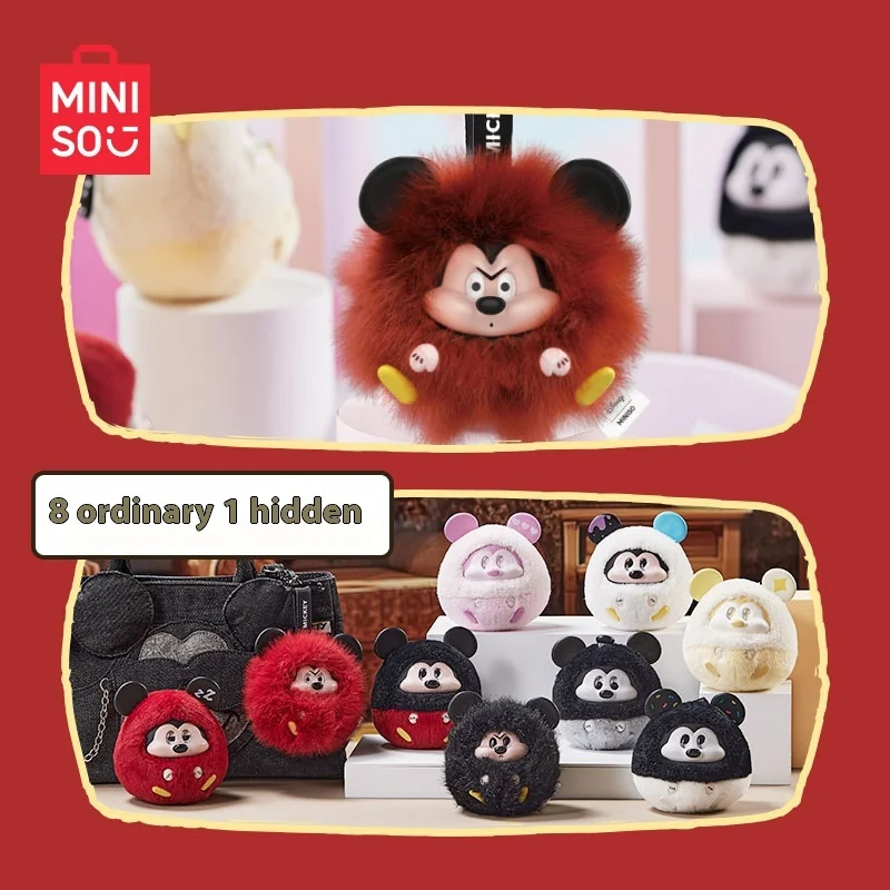 Miniso Disney Mickey Mouse Fun Collision Series Vinyl Plush Blind Box Keychain Cute Collectible Surprise Gift Toy For Women Girl