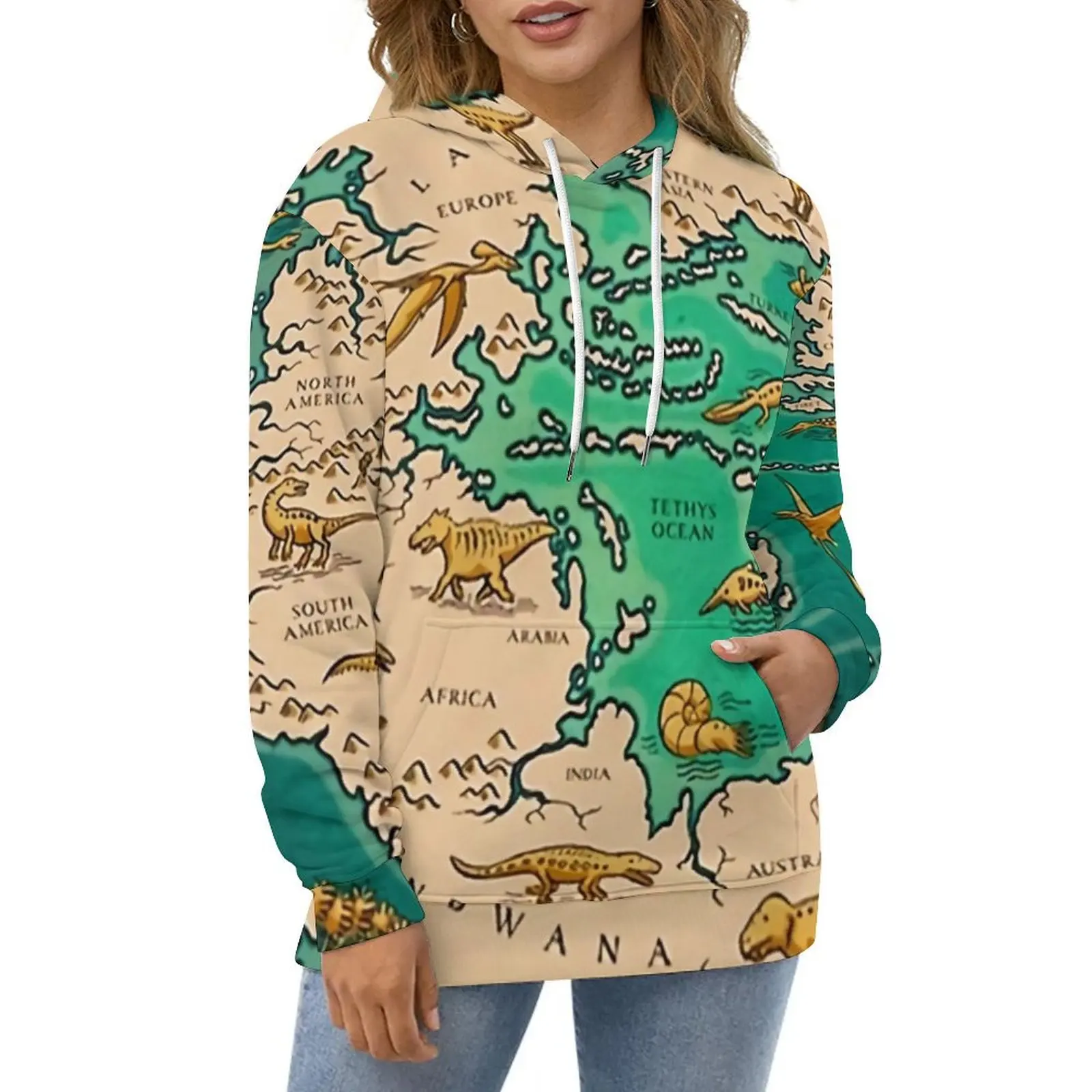 Earth Map Hoodies Long-Sleeve Map of The World Y2k Casual Pullover Hoodie Autumn Street Wear Oversized Design Loose Sweatshirts