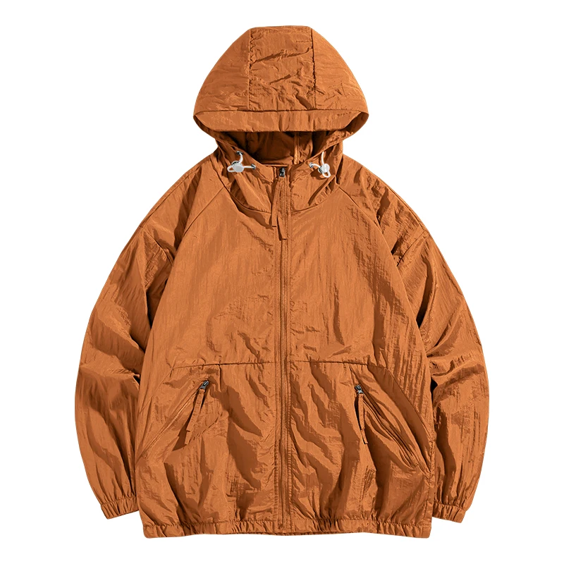 Herren Sommer Sonnenschutz Kleidung modische einfache leichte atmungsaktive Upf50 Haut Kleidung Outdoor Kapuze Wind jacke