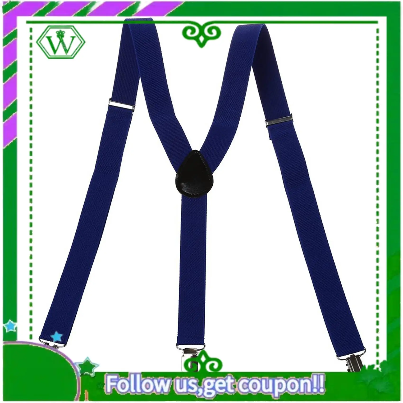 A18P-2X Регулируемый металлический зажим для взрослых, эластичные подтяжки, темно-синие