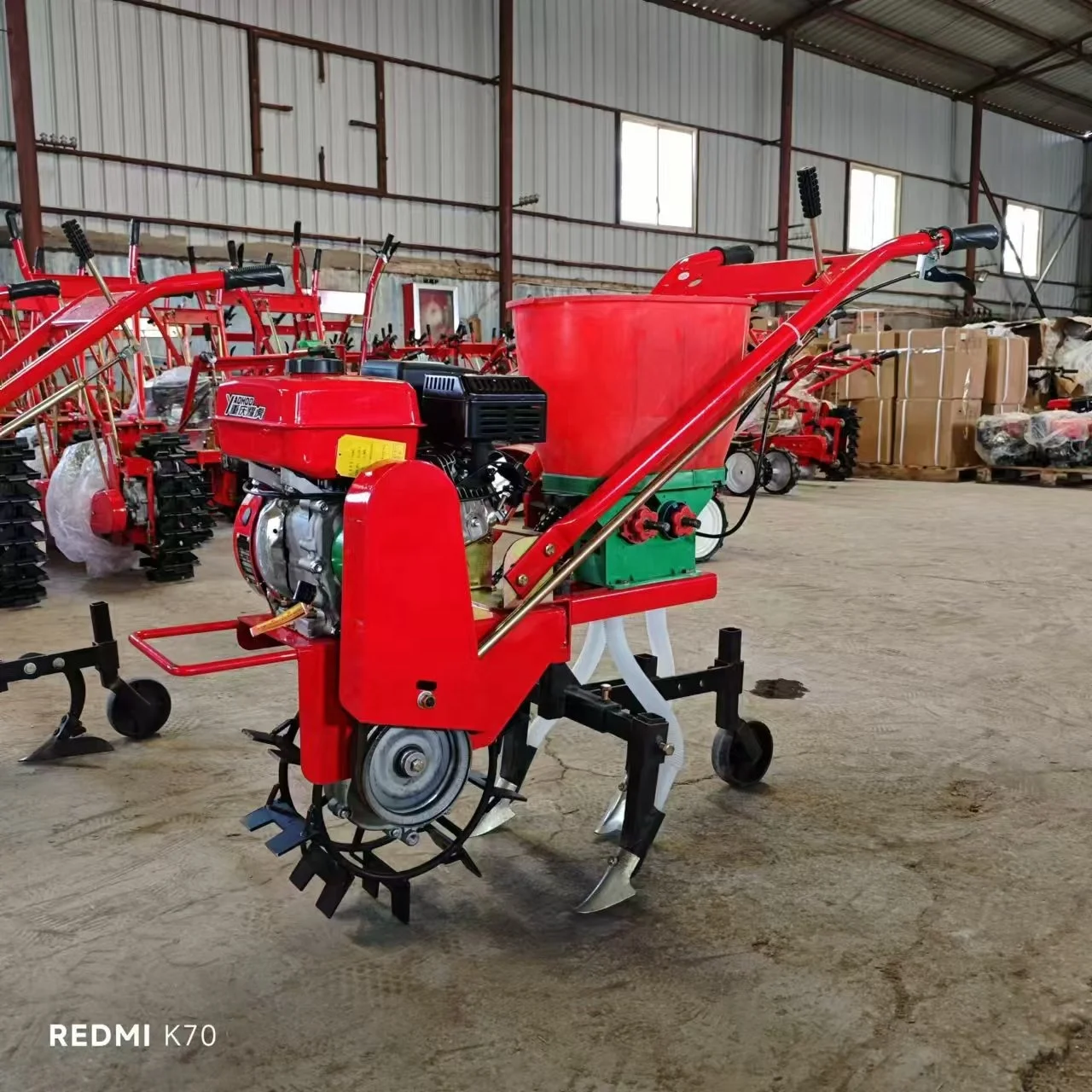 20257HP/170F Benzina Ruota di Ferro Micro Semina Fertilizzazione Mini Motozappa Piccola Erba Multi Coltivatore Macchina per Coltivazione del Suolo