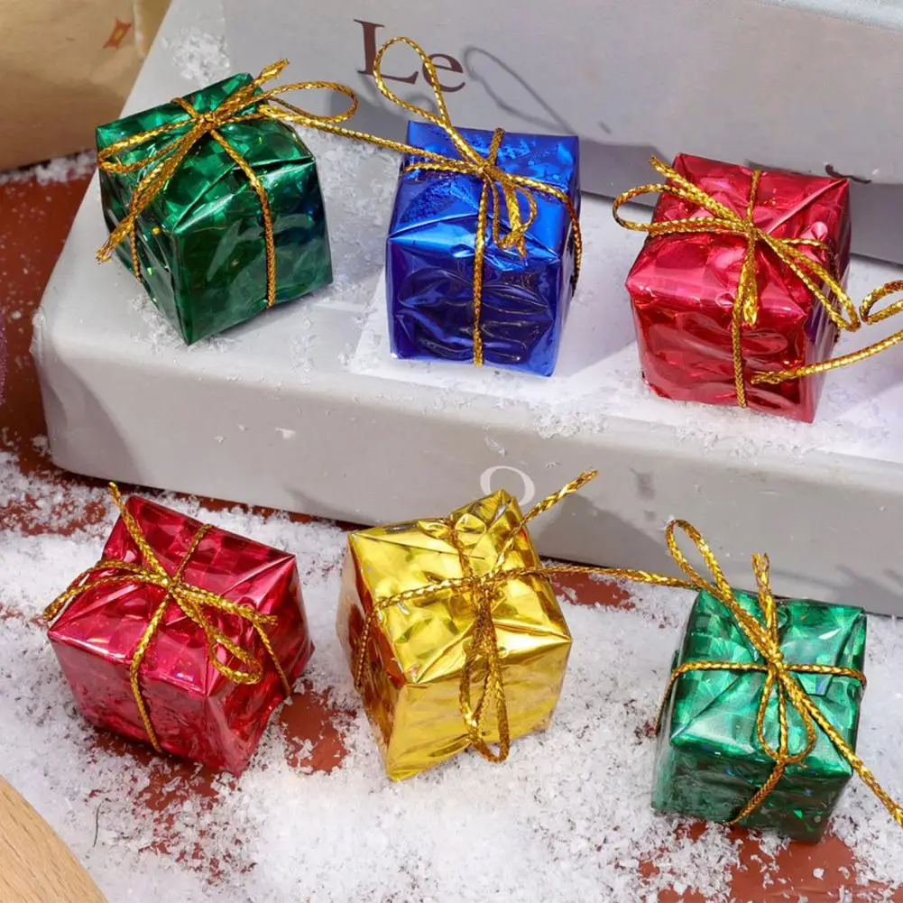 12Pcs Hanging Decoration Shiny Mini Boxes Ornaments for Christmas Decorations Holiday Party Favors Wedding Gift Box Ornament