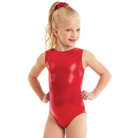 OVIGILY Girls Shiny Red Gymnastics Leotard Sleeveless Sparkly Dance Bodysuit for Kids